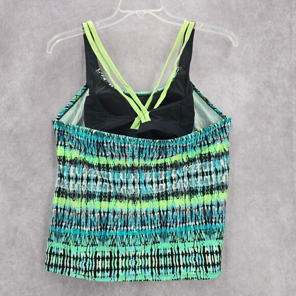 BCG Green Padded Sports Bra Swimwear Tankini Drape Back Tank Top Medium M 8 - Picture 2 of 8